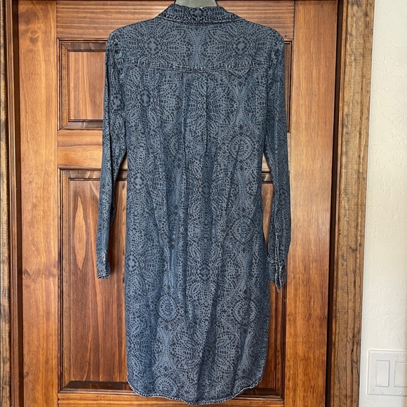 Anthropologie Cloth & Stone chambray floral Blue Long Sleeve shirt Dress small - Picture 6 of 6